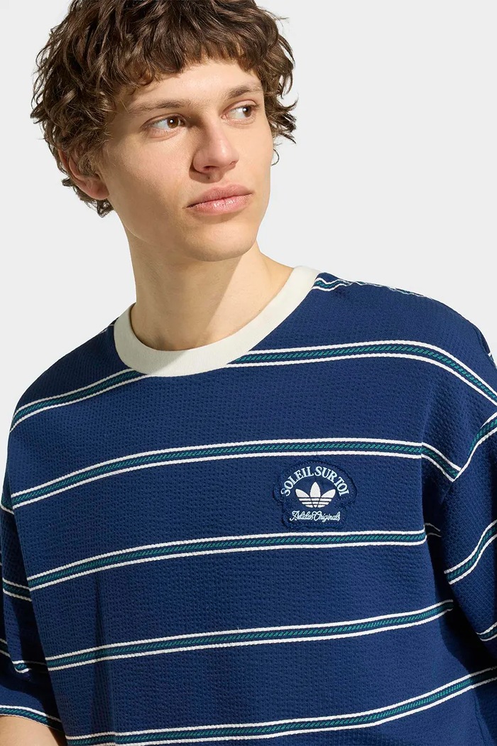 T-shirt męski bawełniany z elastanem Resort adidas Originals KW8248 granatowy