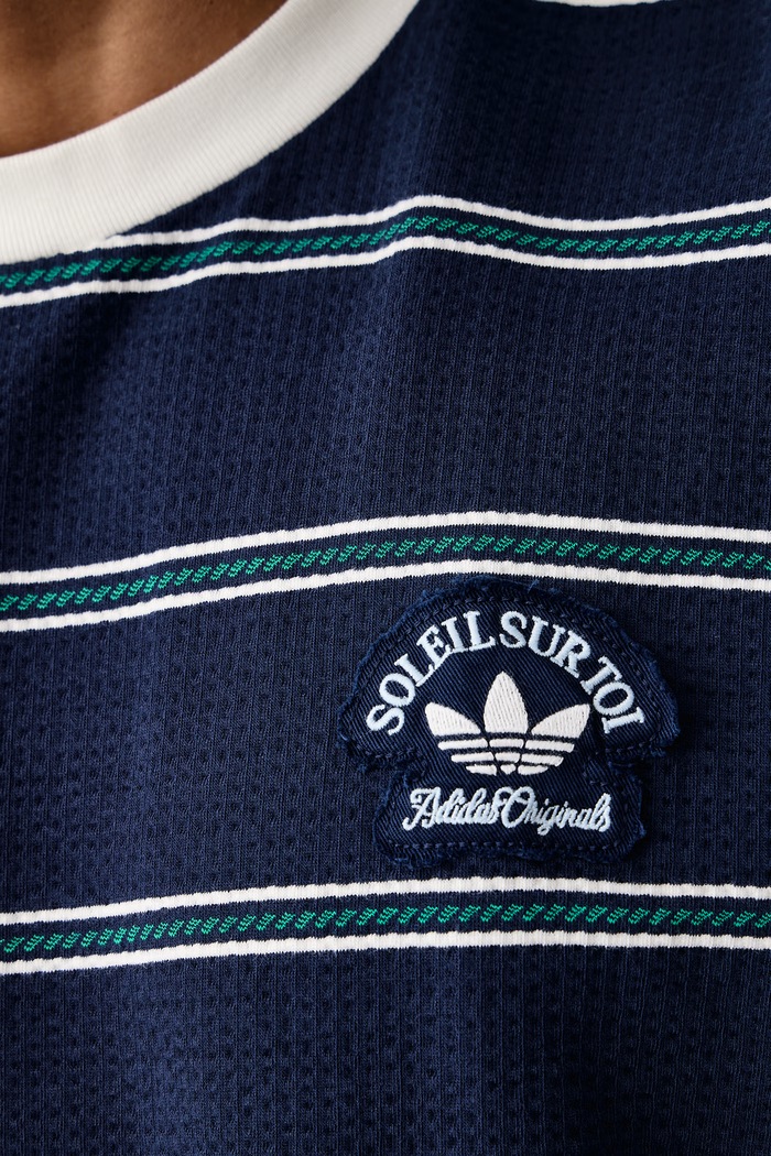 Férfi póló pamut elasztánnal Resort adidas Originals sötétkék KW8248