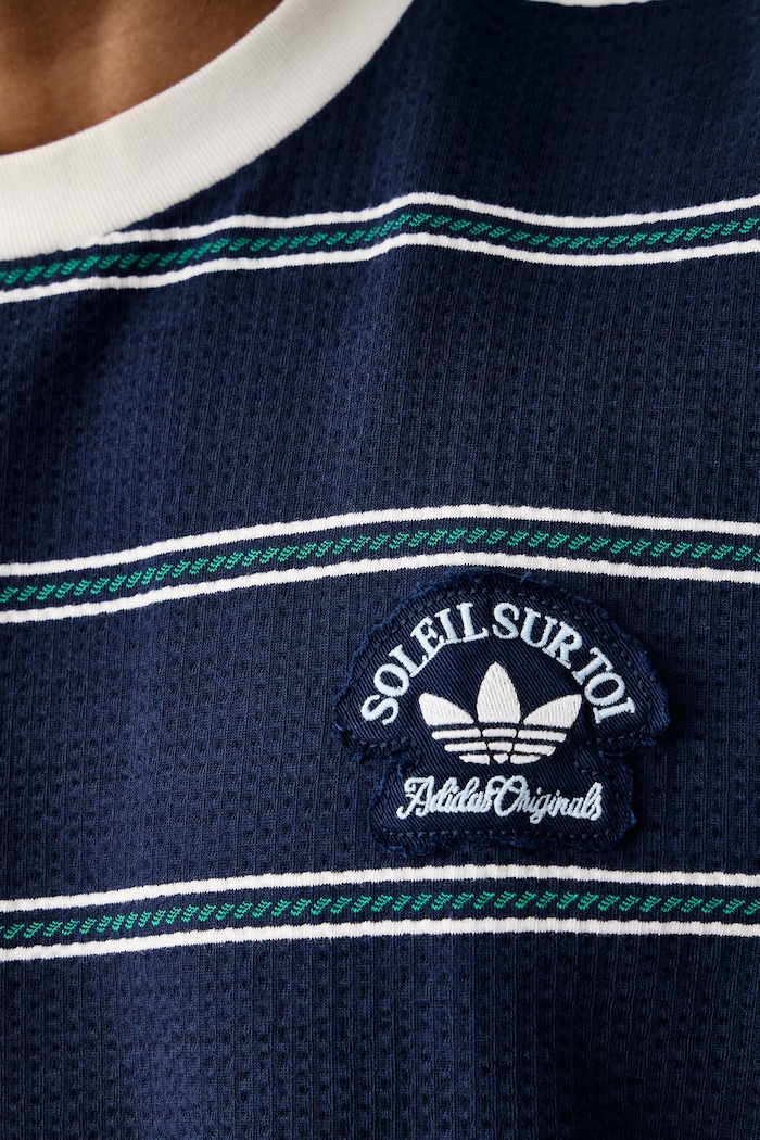 Férfi póló pamut elasztánnal Resort adidas Originals sötétkék KW8248