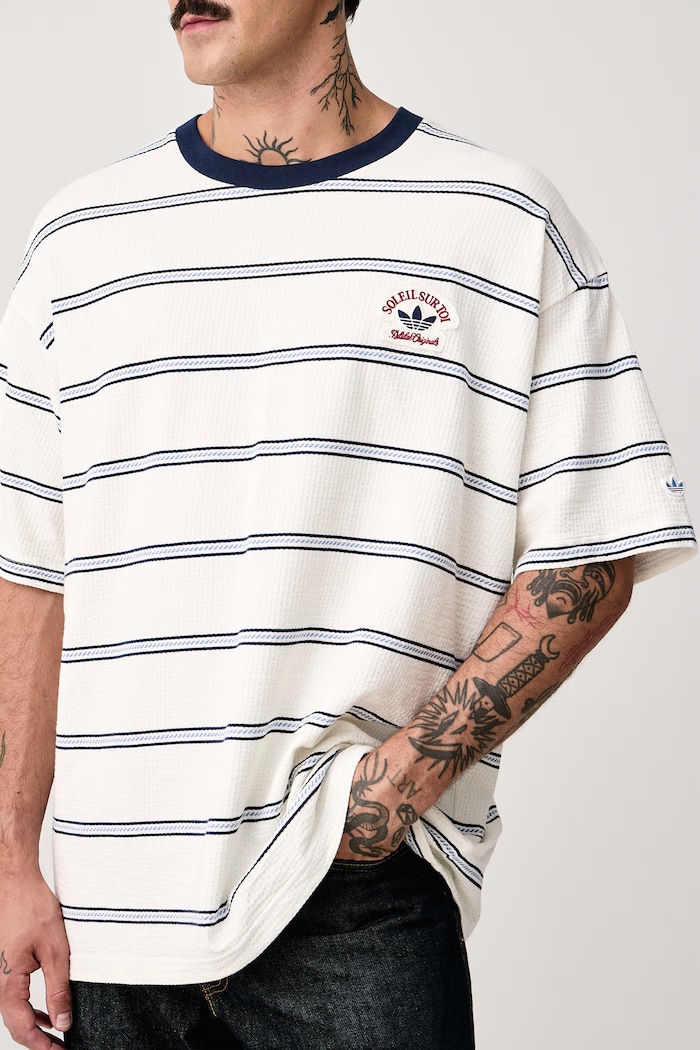 T-shirt męski bawełniany z elastanem Resort adidas Originals KW8247 beżowy