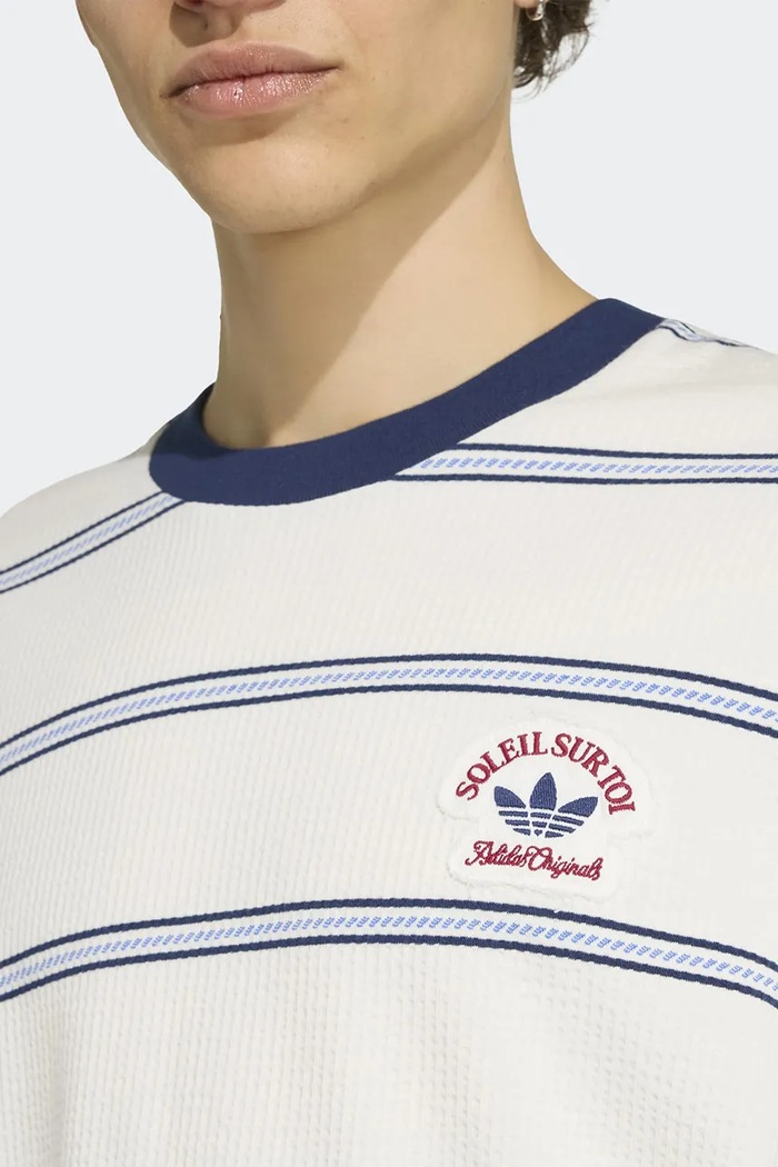 T-shirt męski bawełniany z elastanem Resort adidas Originals KW8247 beżowy