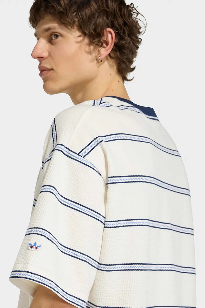 T-shirt męski bawełniany z elastanem Resort adidas Originals beżowy KW8247