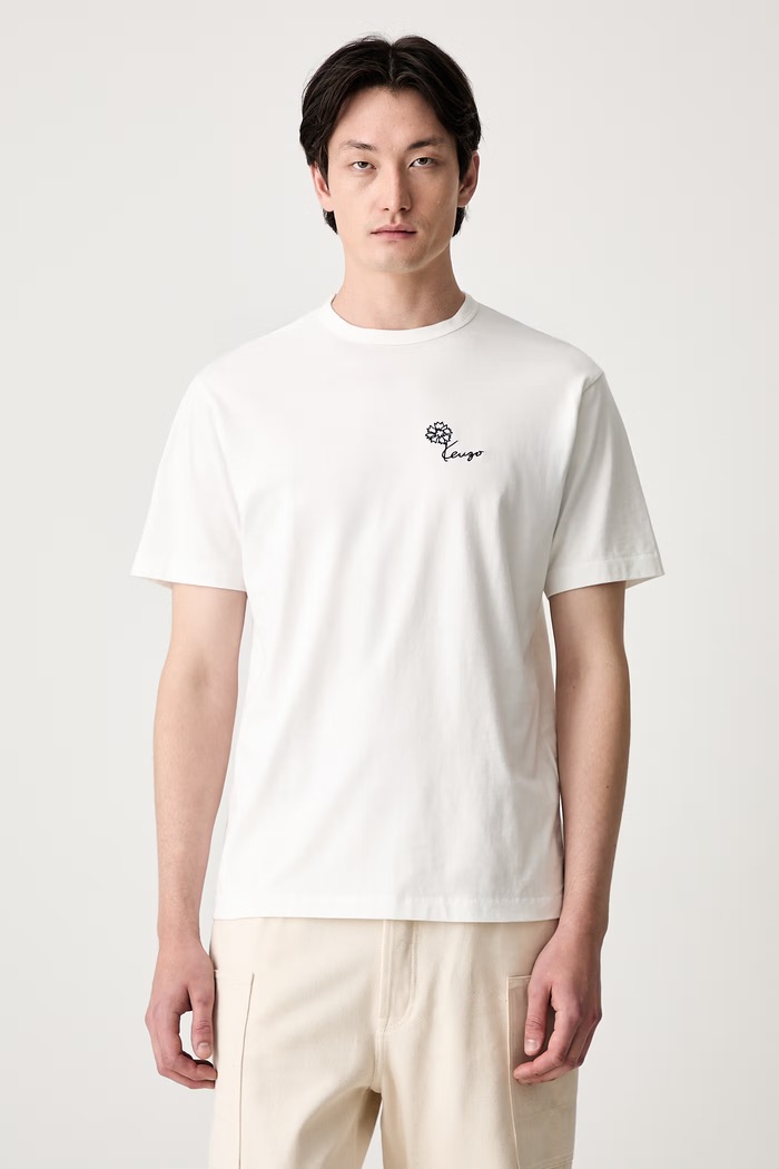 Odzież Kenzo T-shirt bawełniany męski FG65TS2924SG biały