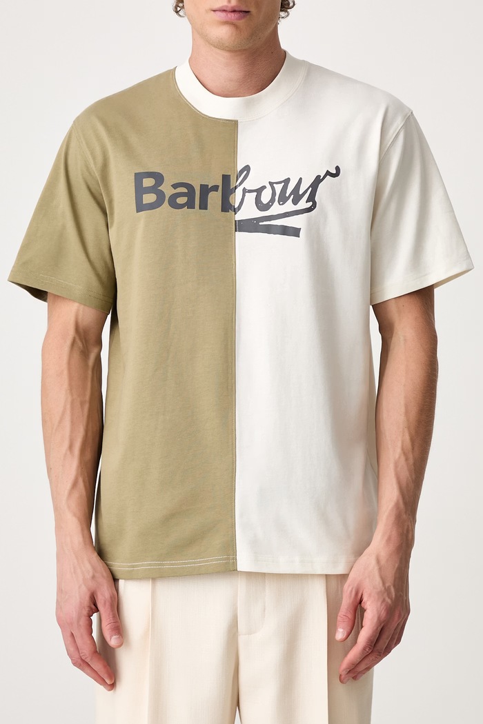 Barbour Mash Up T-shirt bawełniany męski MTS1694WH32 beżowy