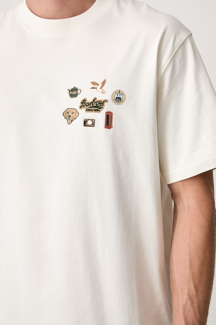 Barbour Pin Badge Graphic T-shirt bawełniany męski MTS1693WH32