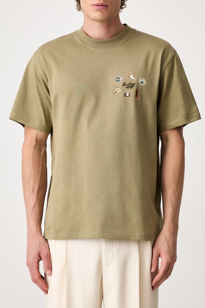 Barbour Pin Badge Graphic T-shirt bawełniany męski MTS1693OL31 zielony