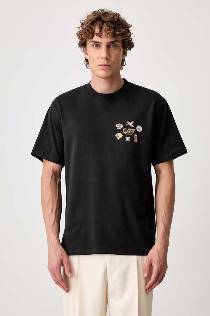 Barbour Pin Badge Graphic T-shirt bawełniany męski czarny MTS1693BK31