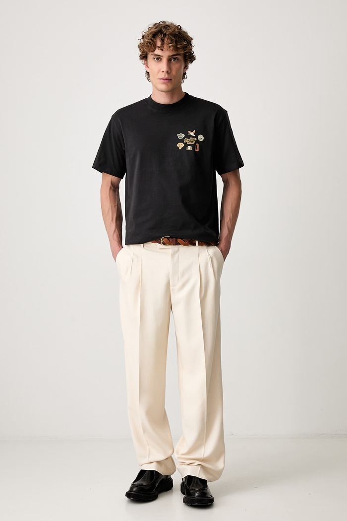 Barbour Pin Badge Graphic T-shirt bawełniany męski MTS1693BK31 czarny AW26