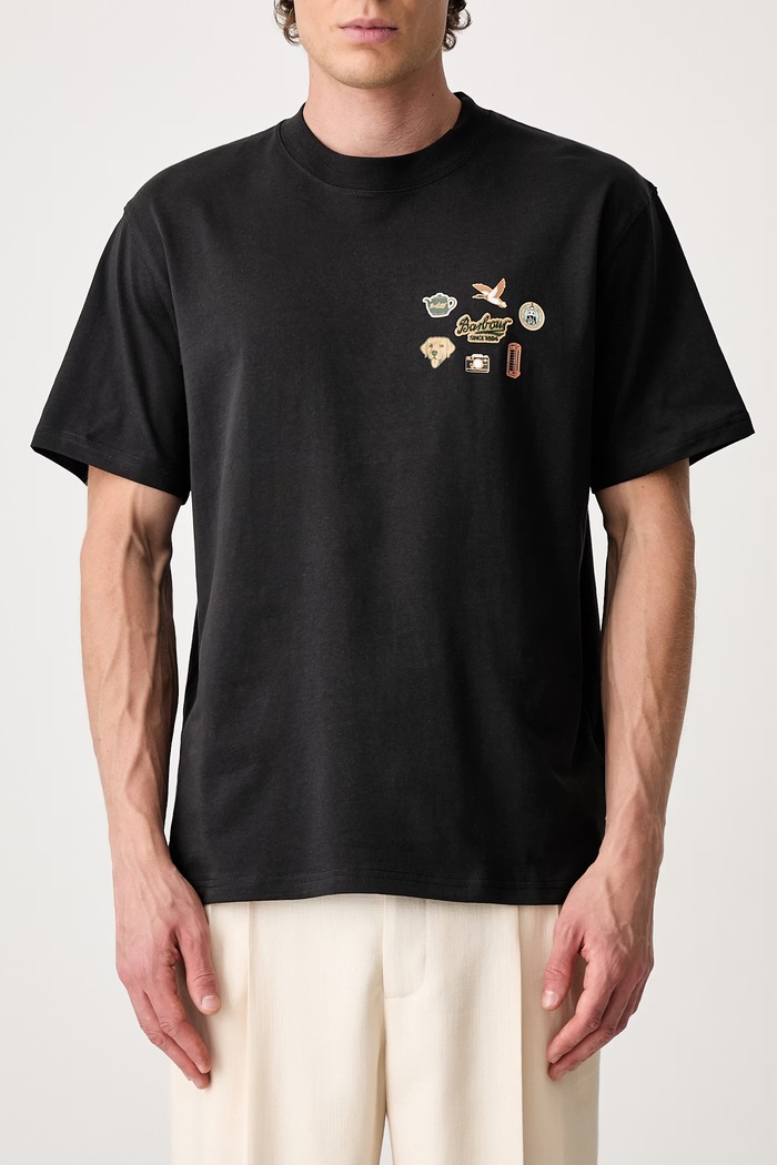 Barbour Pin Badge Graphic T-shirt bawełniany męski MTS1693BK31 czarny