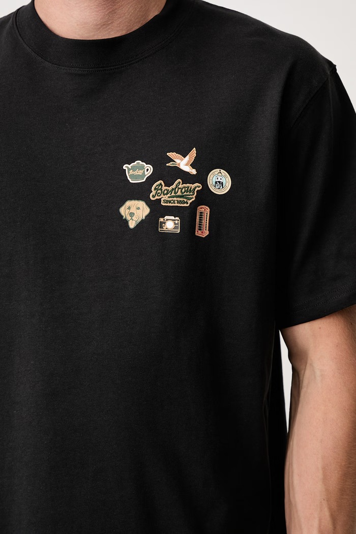 Barbour Pin Badge Graphic T-shirt bawełniany męski MTS1693BK31