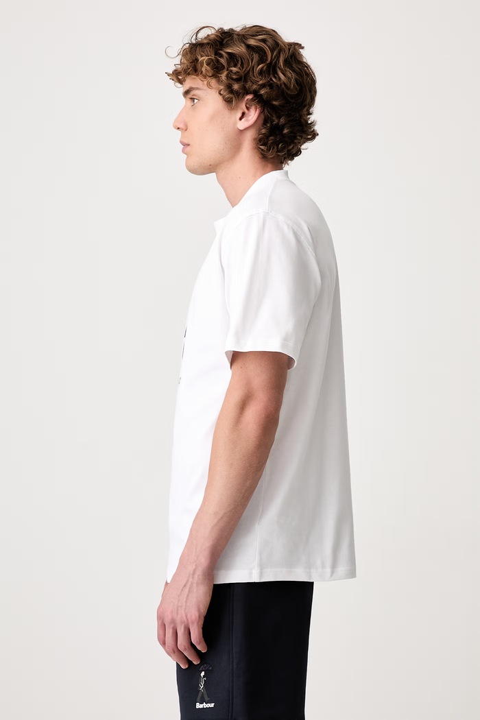 Barbour T-shirt bawełniany męski MTS1692WH11 biały AW26