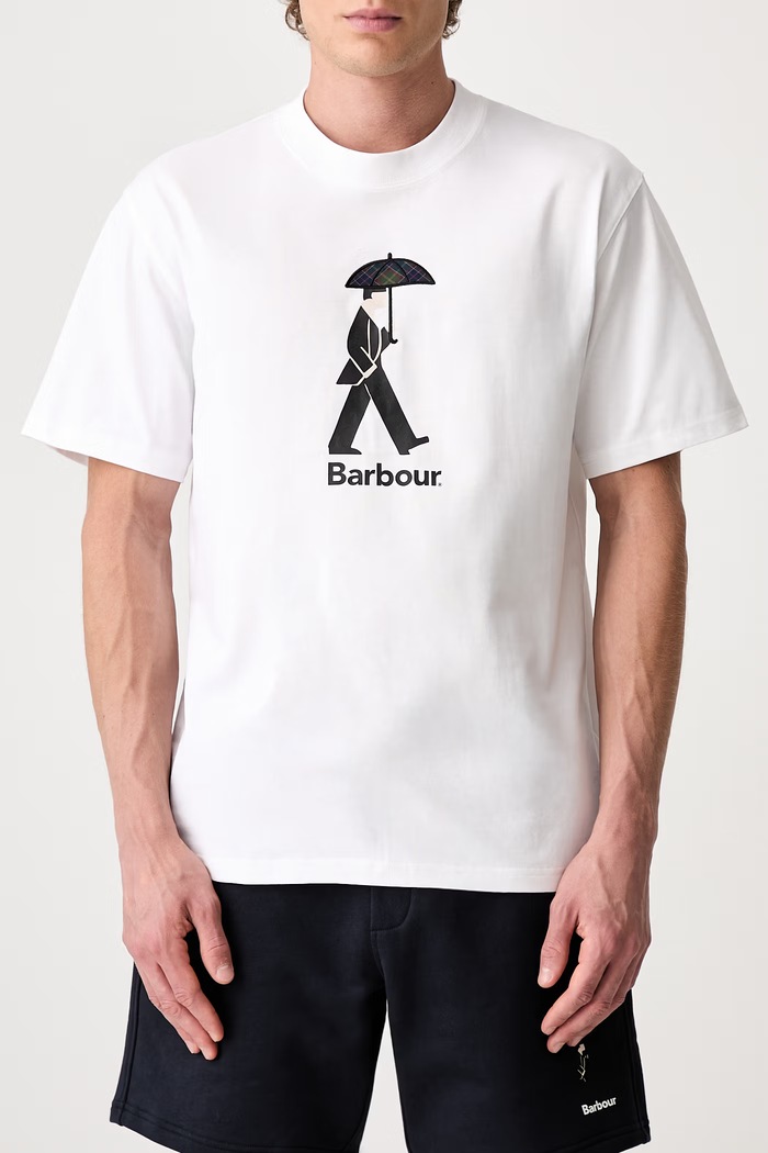 Barbour T-shirt bawełniany męski biały MTS1692WH11