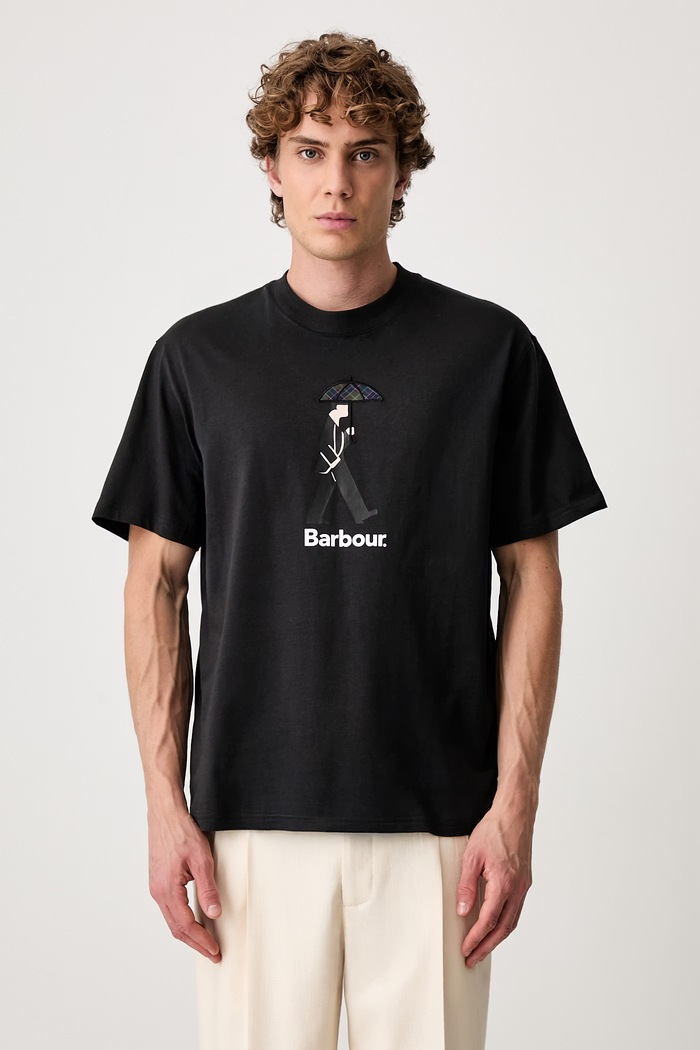 Barbour T-shirt bawełniany męski czarny MTS1692BK31