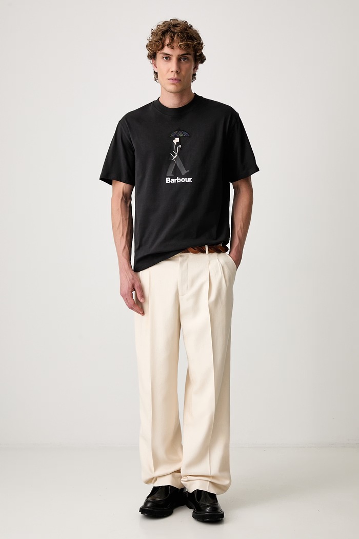 Barbour T-shirt bawełniany męski MTS1692BK31 czarny AW26