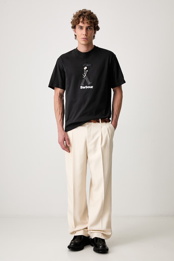 Barbour T-shirt bawełniany męski MTS1692BK31 czarny AW26