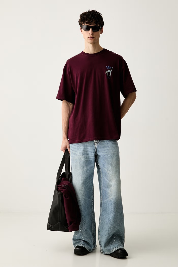 adidas Originals T-shirt męski bawełniany Snowball LG5065 bordowy AW26