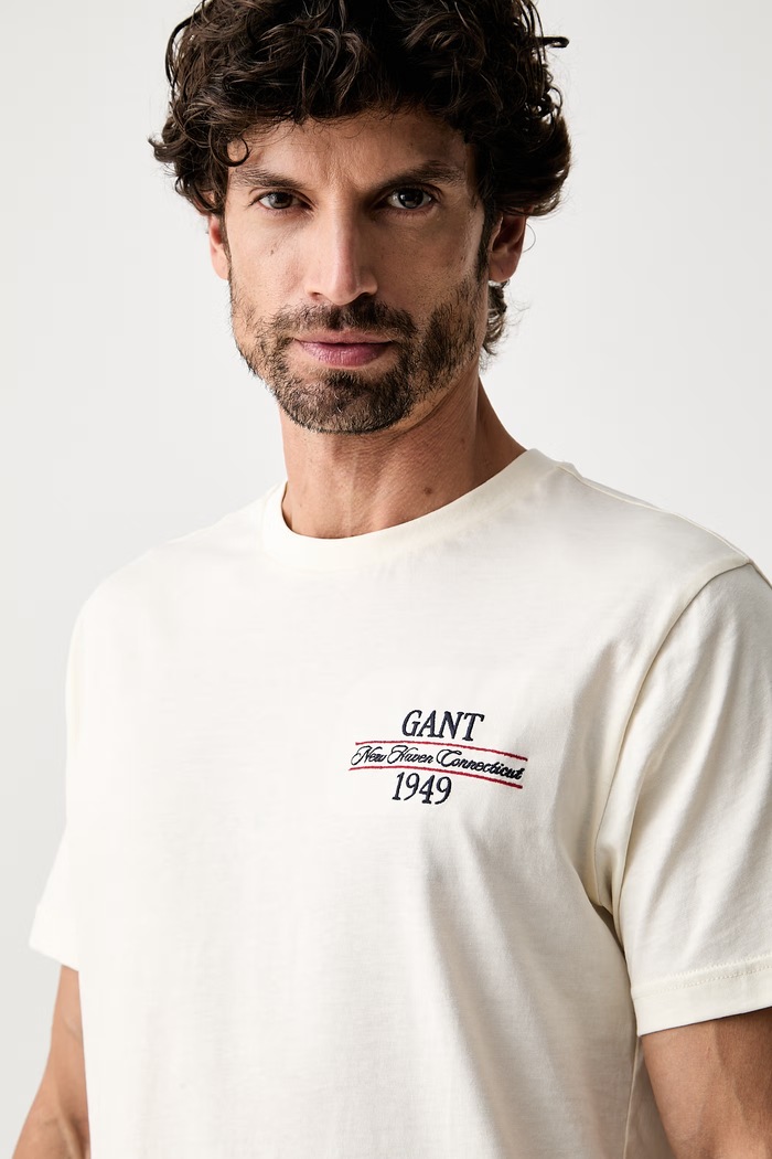 Gant T-shirt męski bawełniany beżowy 2003459