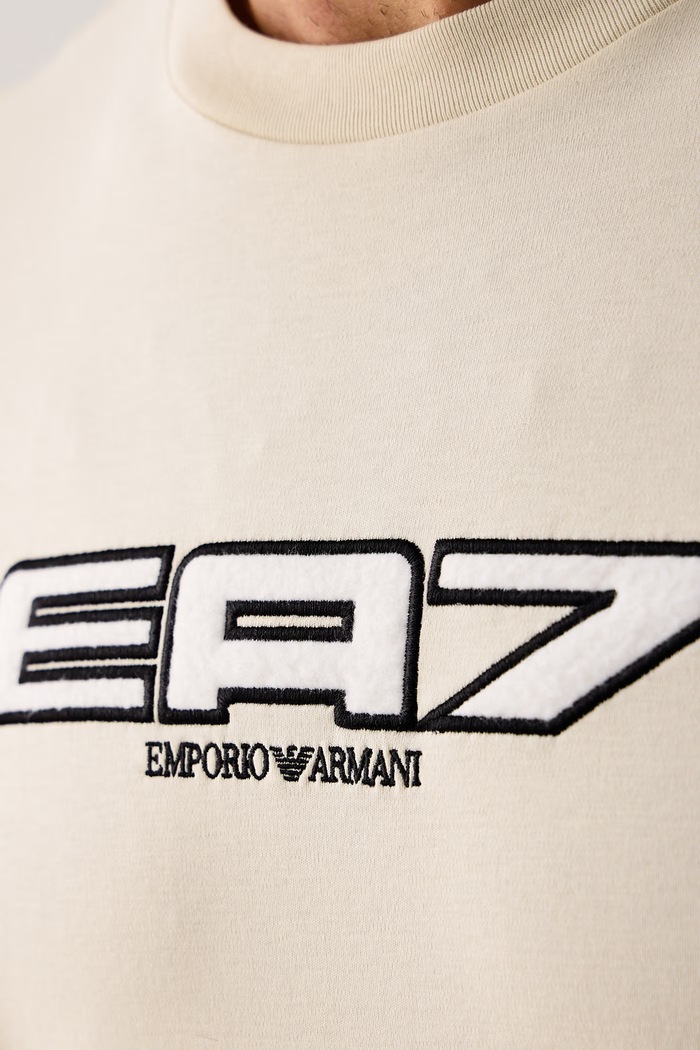 T-shirt męski bawełniany EA7 Emporio Armani beżowy AF10441.7M002212