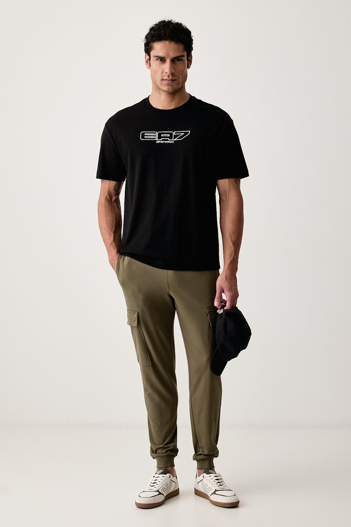 EA7 Emporio Armani T-shirt męski bawełniany AF10441.7M002212 czarny AW26