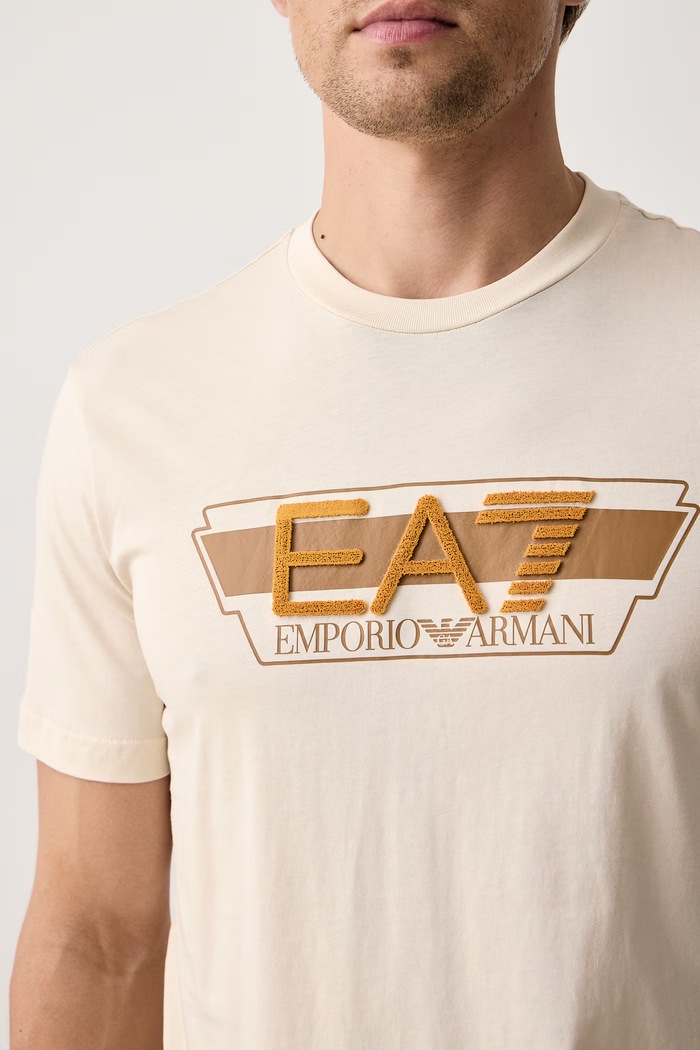 T-shirt męski bawełniany EA7 Emporio Armani AF12503.7M002433 beżowy