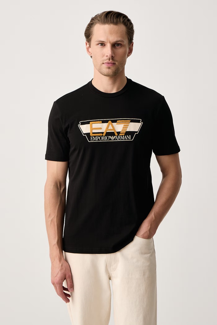 EA7 Emporio Armani T-shirt męski bawełniany czarny AF12503.7M002433