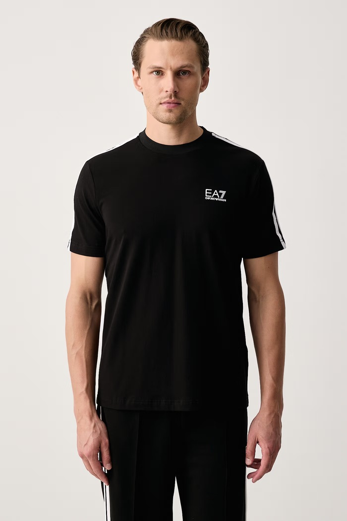 EA7 Emporio Armani T-shirt męski bawełniany z elastanem czarny AF10373.7M002501