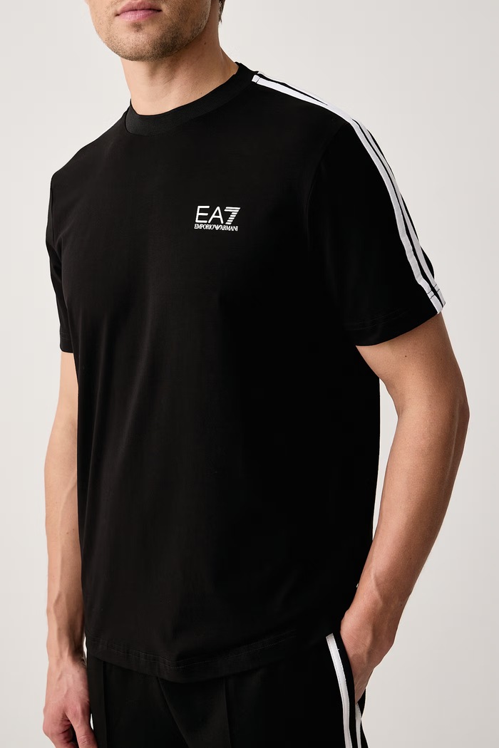 T-shirt męski bawełniany z elastanem EA7 Emporio Armani AF10373.7M002501 czarny