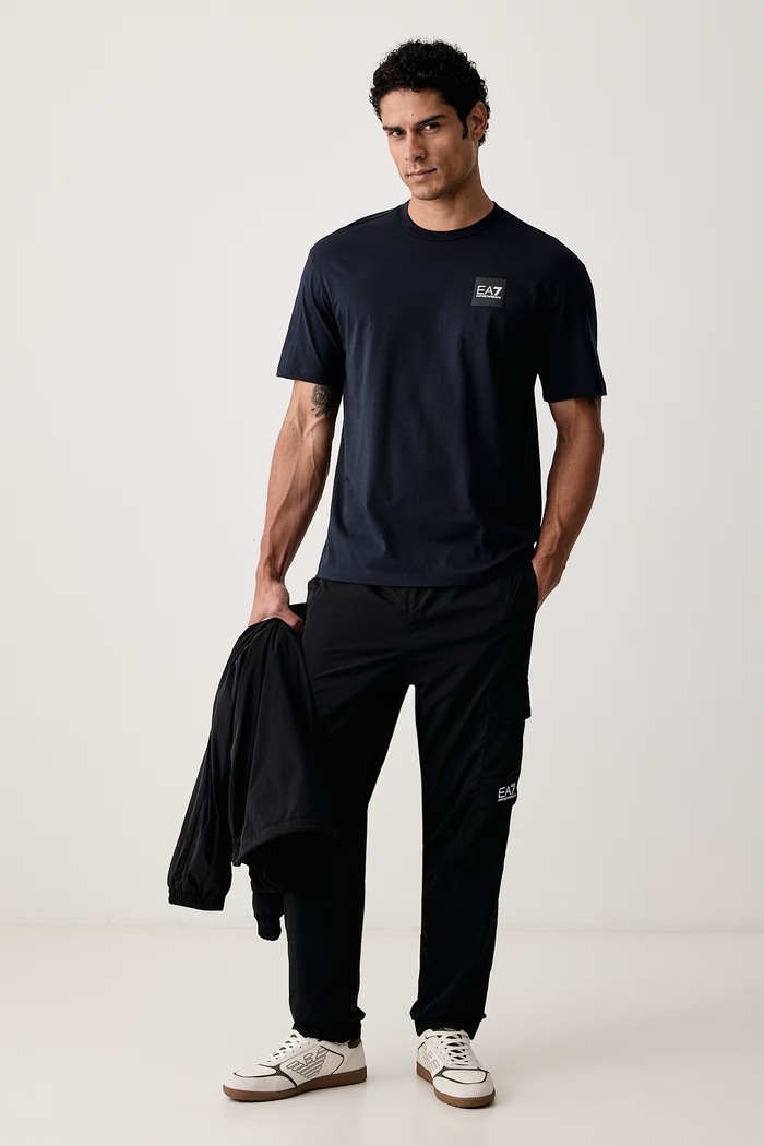 EA7 Emporio Armani T-shirt męski bawełniany AF17789.7M002226 granatowy AW26