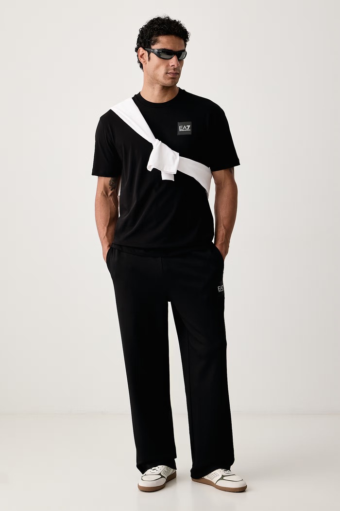 EA7 Emporio Armani T-shirt męski bawełniany AF17789.7M002226 czarny AW26