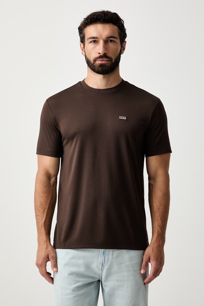 EA7 Emporio Armani T-shirt męski z modalem brązowy AF13862.7M002096