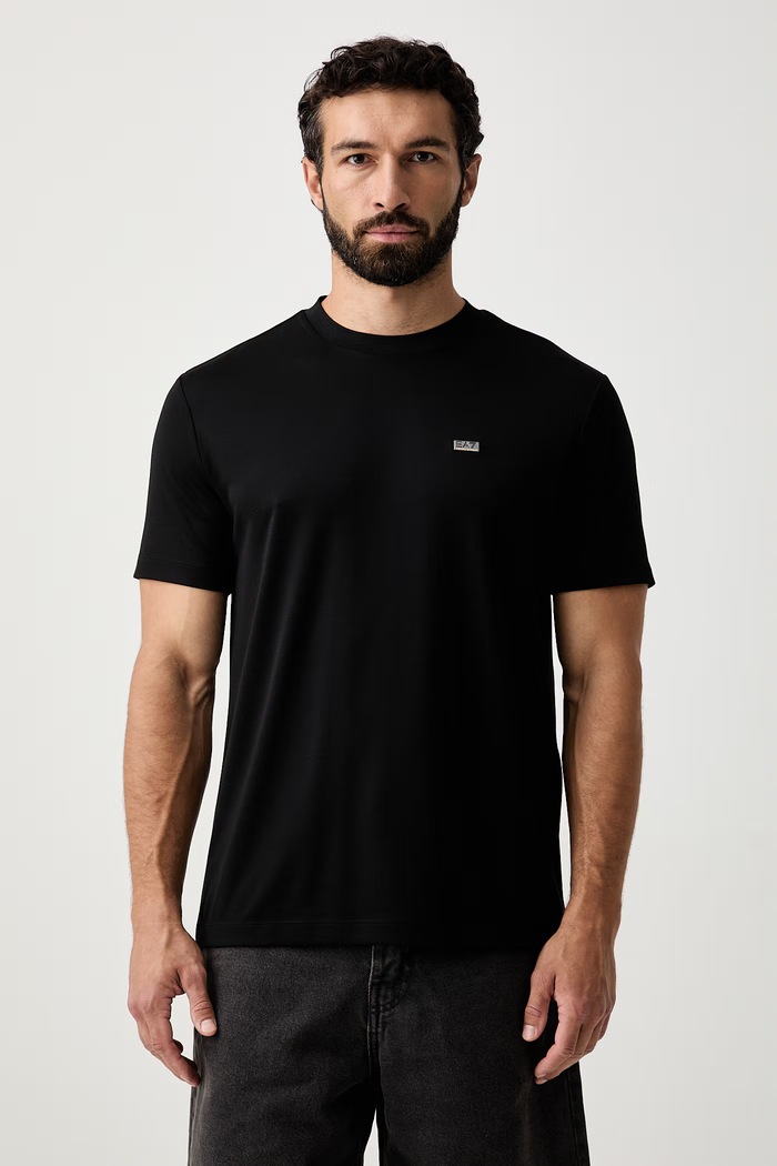 EA7 Emporio Armani T-shirt męski z modalem czarny AF13862.7M002096