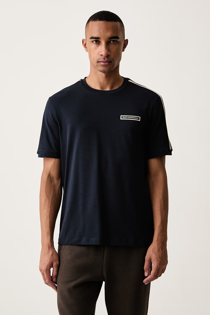 EA7 Emporio Armani t-shirt ανδρικό βαμβακερό με ελαστάν σκούρο μπλε AF10373.7M002189