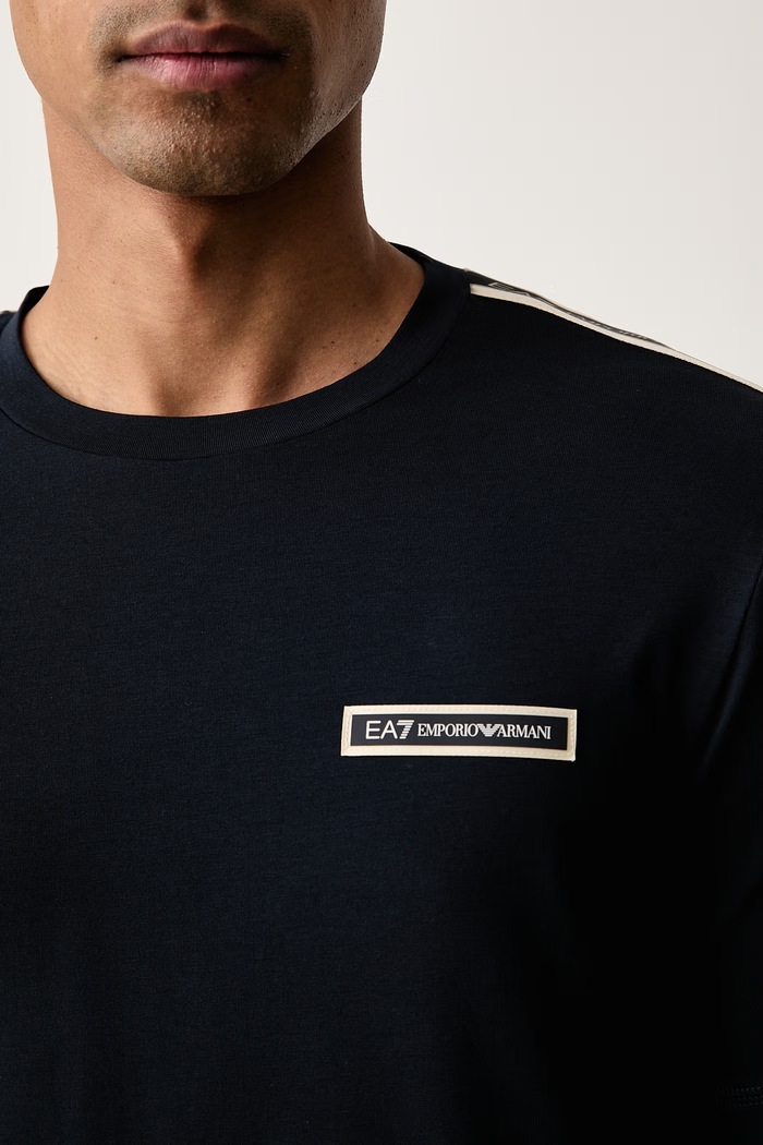 EA7 Emporio Armani t-shirt ανδρικό βαμβακερό με ελαστάν σκούρο μπλε AF10373.7M002189