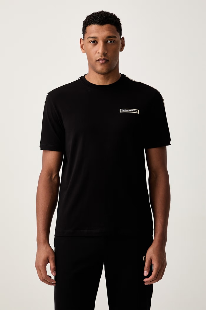 EA7 Emporio Armani T-shirt męski bawełniany z elastanem czarny AF10373.7M002189