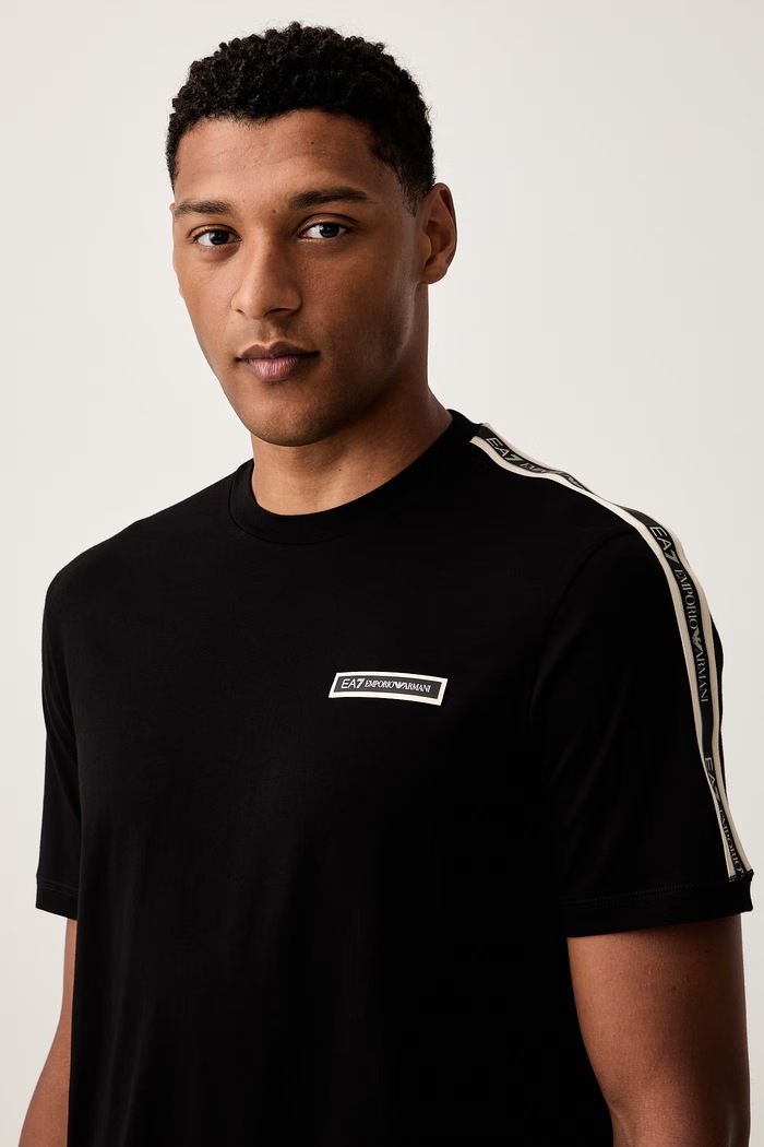 EA7 Emporio Armani T-shirt męski bawełniany z elastanem czarny AF10373.7M002189