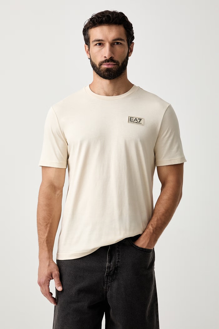 EA7 Emporio Armani T-shirt męski bawełniany beżowy AF13741.7M002229