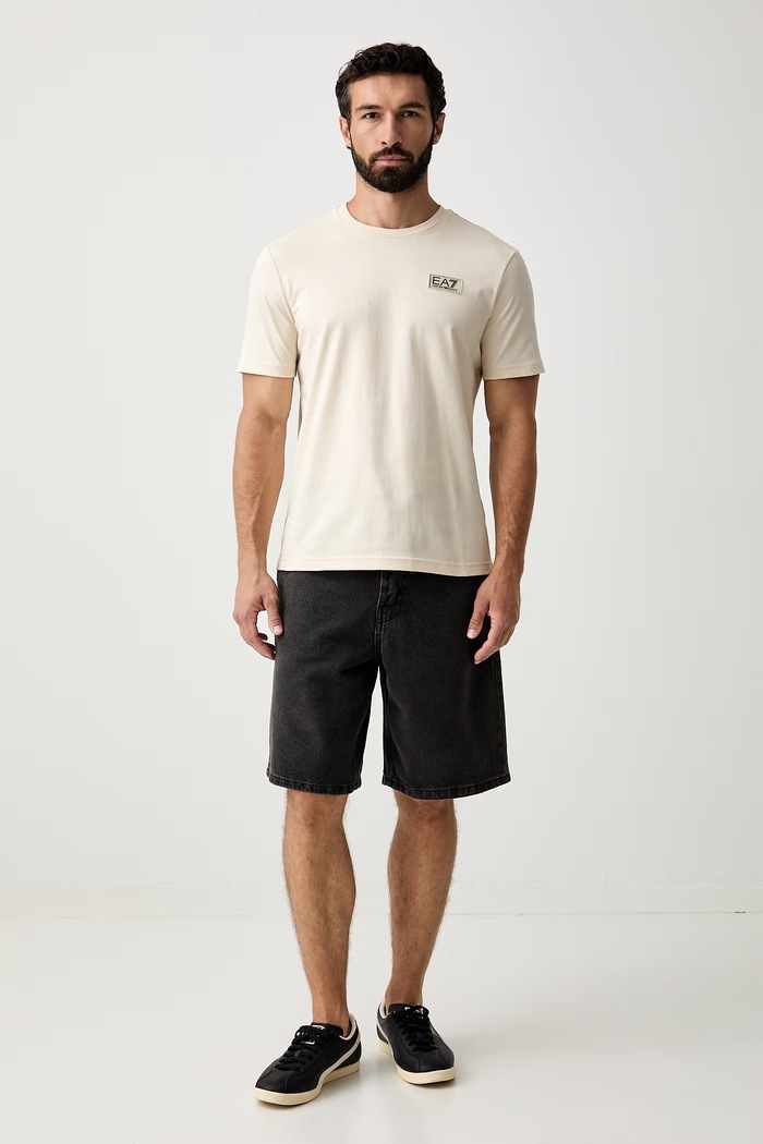 EA7 Emporio Armani T-shirt męski bawełniany AF13741.7M002229 beżowy AW26