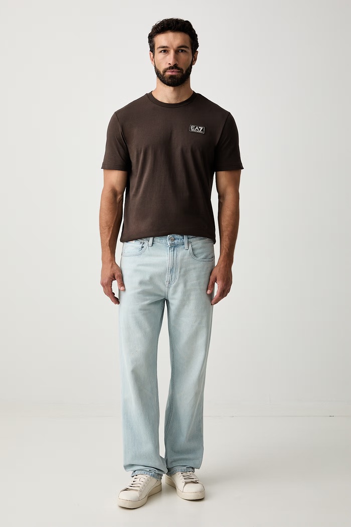 EA7 Emporio Armani T-shirt męski bawełniany AF13741.7M002229 brązowy AW26