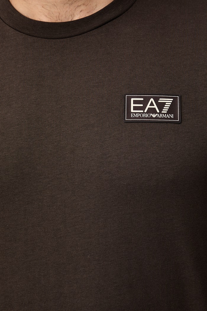 EA7 Emporio Armani T-shirt męski bawełniany AF13741.7M002229 brązowy