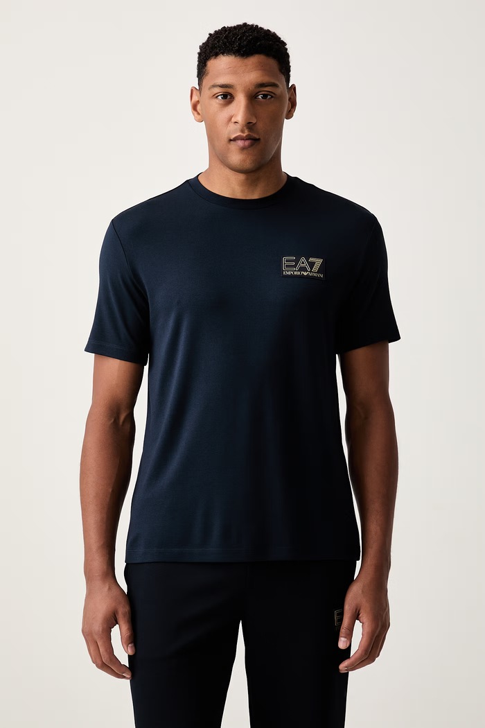 EA7 Emporio Armani T-shirt męski z wiskozą granatowy AF13739.7M002238