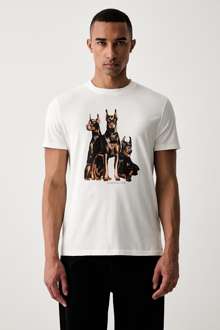 Zadig&Voltaire t-shirt ανδρικό βαμβακερό JIMMY μπεζ JMTS00631