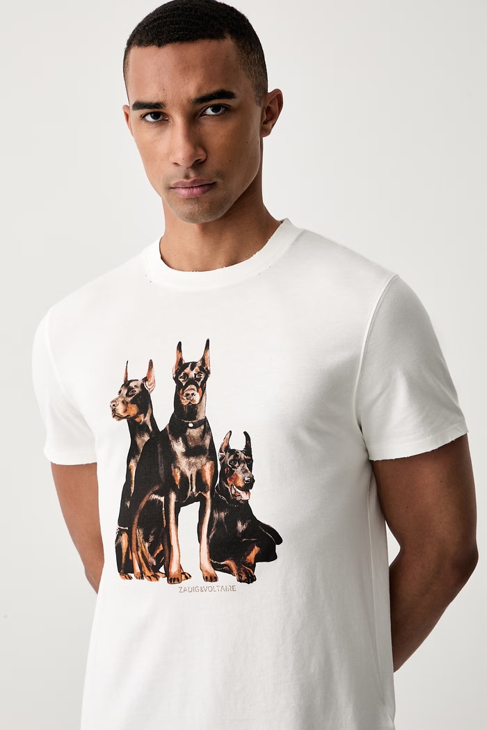 Zadig&Voltaire t-shirt ανδρικό βαμβακερό JIMMY μπεζ JMTS00631