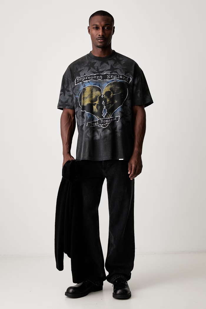 Represent T-shirt bawełniany męski MLM101190 czarny AW26