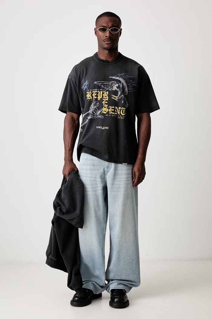 Represent T-shirt z bawełną męski MLM101188 czarny AW26