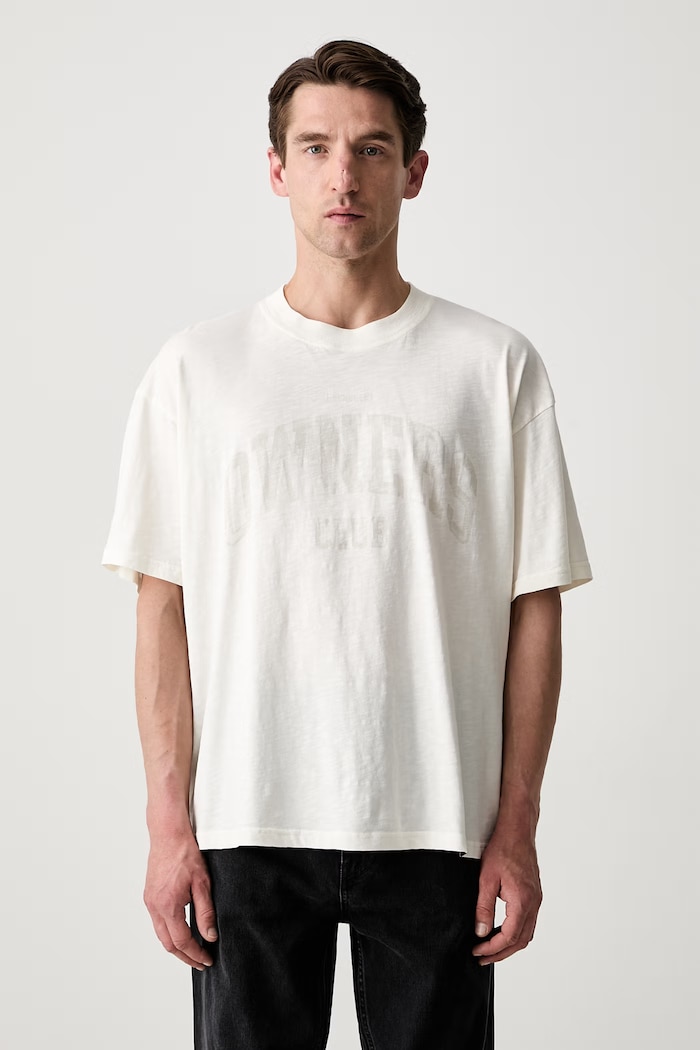 T-shirt bawełniany męski beżowy OCM100047
