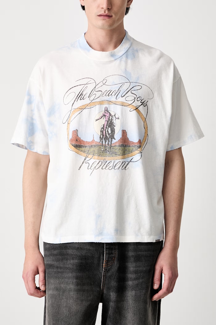 T-shirt z bawełną męski niebieski MLM101226