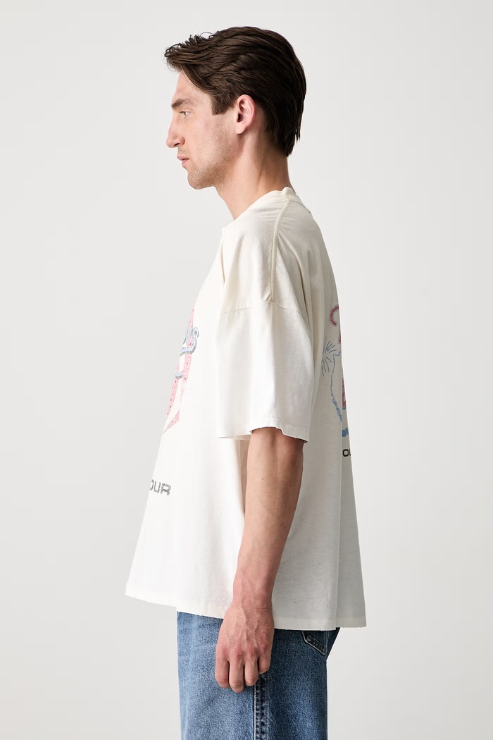 T-shirt z bawełną męski MLM101225 beżowy AW26