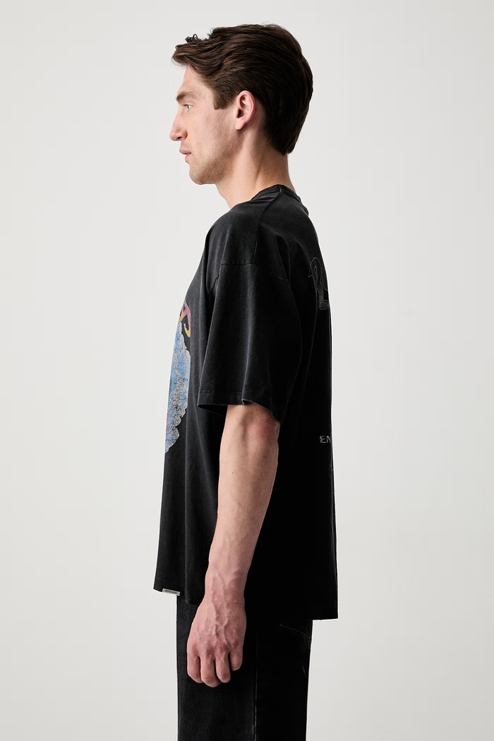 T-shirt z bawełną męski MLM101223 czarny AW26
