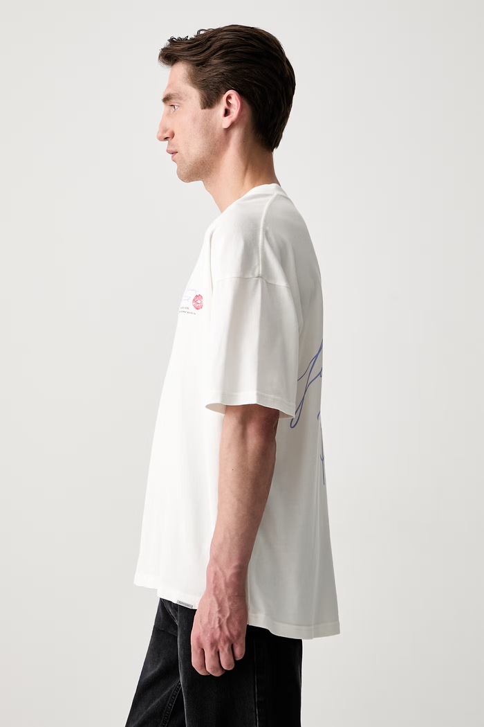T-shirt bawełniany męski MLM101143 beżowy AW26