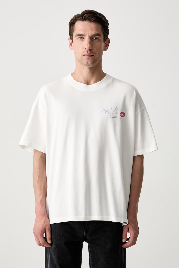 Odzież T-shirt bawełniany męski MLM101143 beżowy
